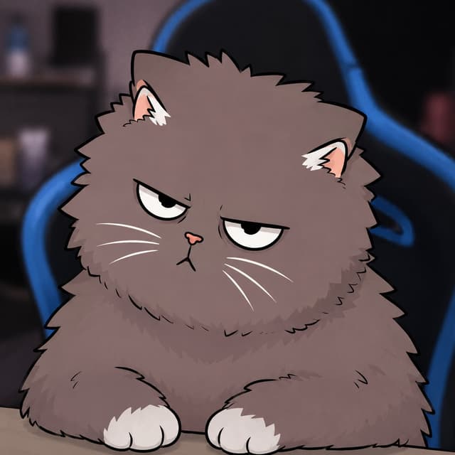 Wonton unimpressed in a gaming chair